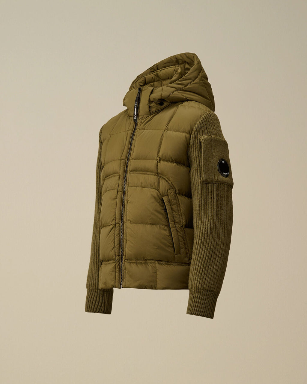 Nylon Mixed Hooded Down Jacket