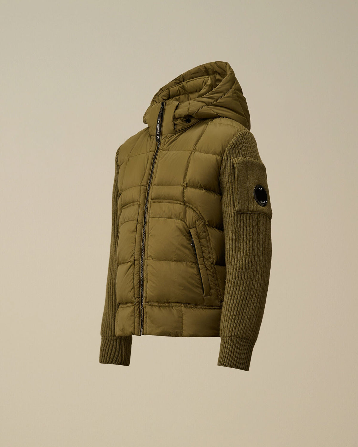 Nylon Mixed Hooded Down Jacket