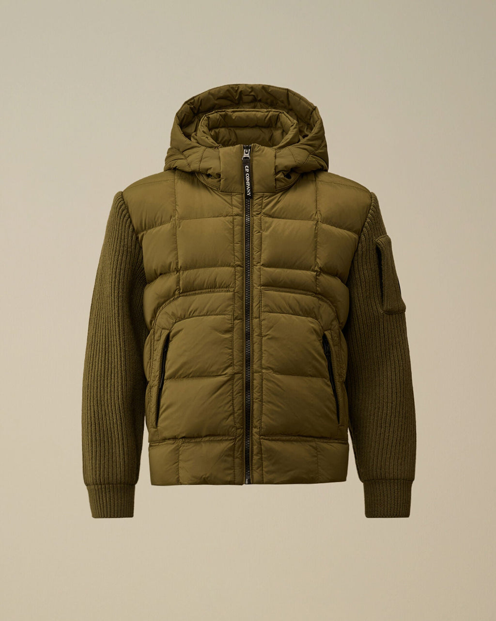 Nylon Mixed Hooded Down Jacket