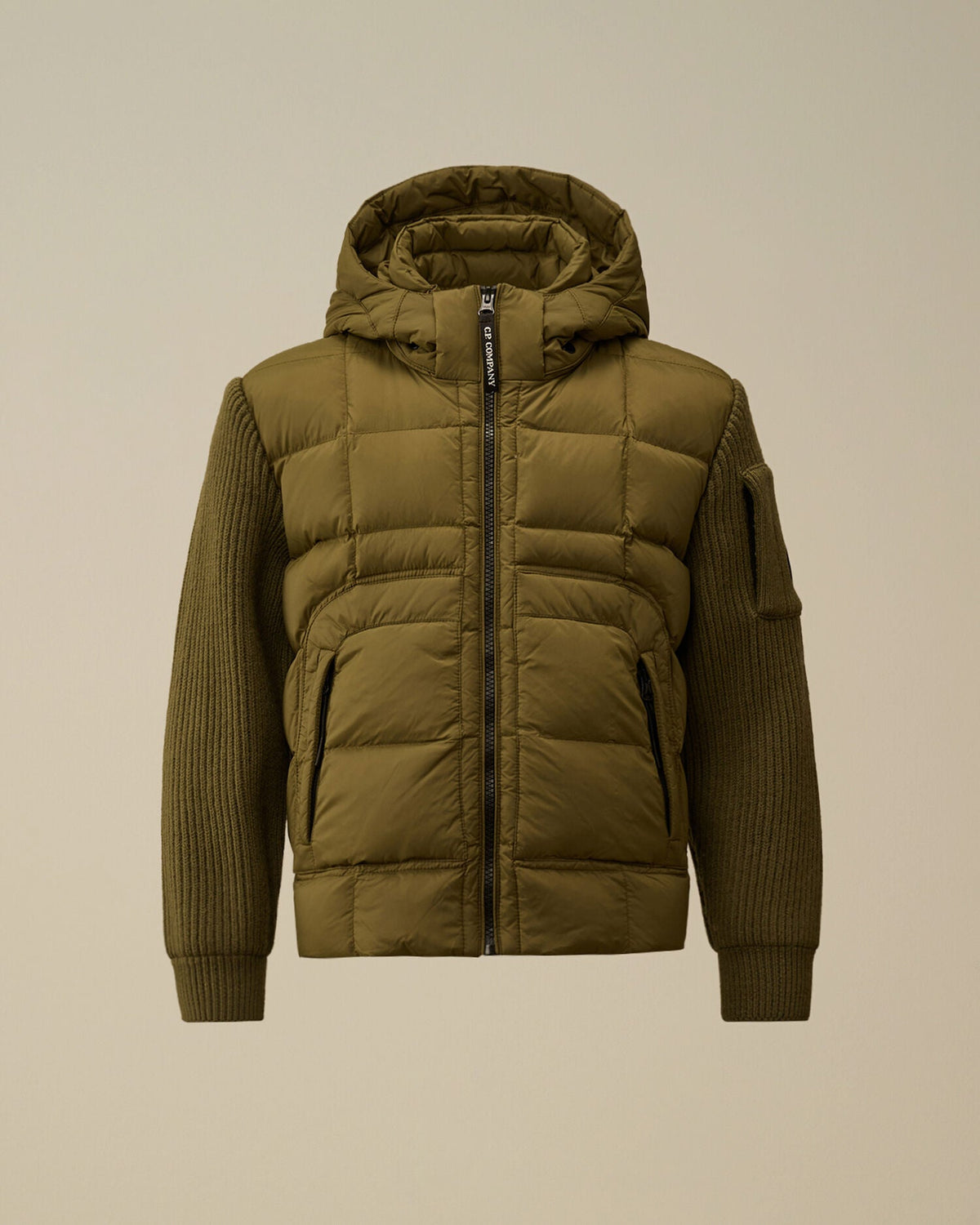 Nylon Mixed Hooded Down Jacket