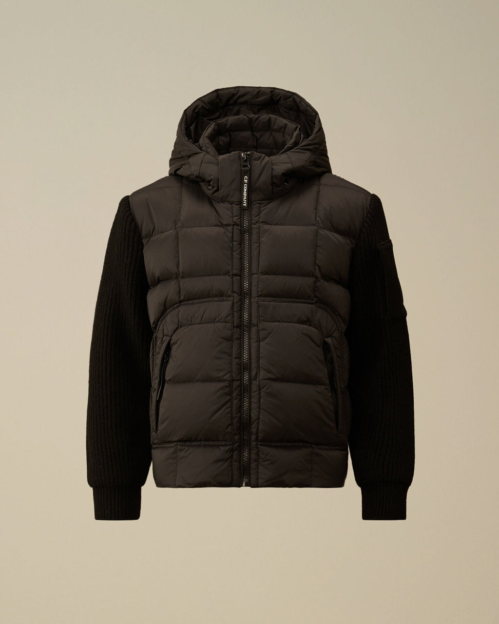 Nylon Mixed Hooded Down Jacket