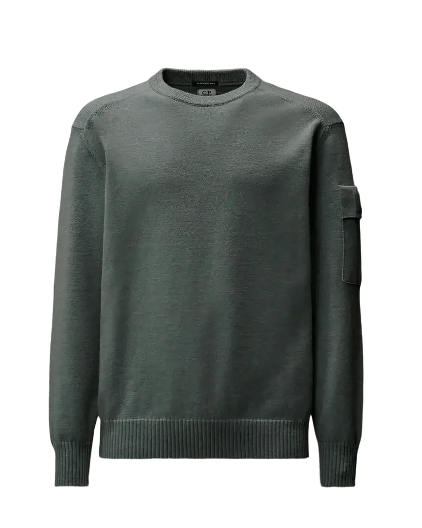 C.P. COMPANY - Metropolis Series Extrafine Merino Wool Crewneck Sweater bleu mer