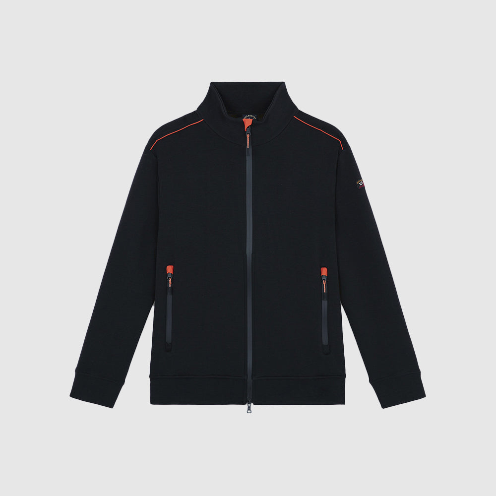 SWEAT-SHIRT EN COTON À GLISSIÈRE AVEC DÉTAILS CONTRASTANTS