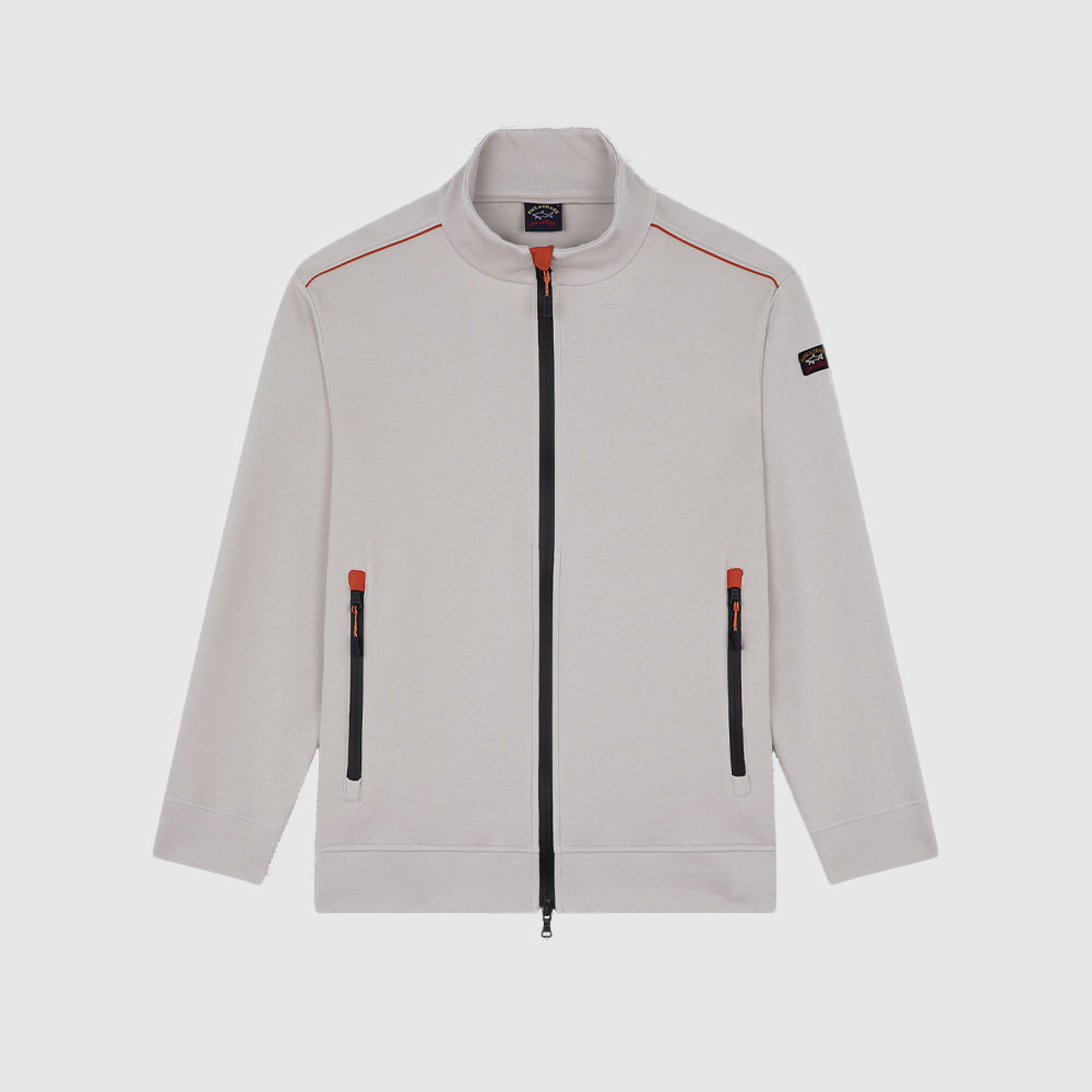 SWEAT-SHIRT EN COTON À GLISSIÈRE AVEC DÉTAILS CONTRASTANTS