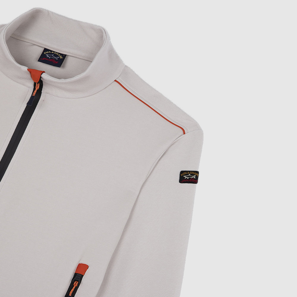 SWEAT-SHIRT EN COTON À GLISSIÈRE AVEC DÉTAILS CONTRASTANTS