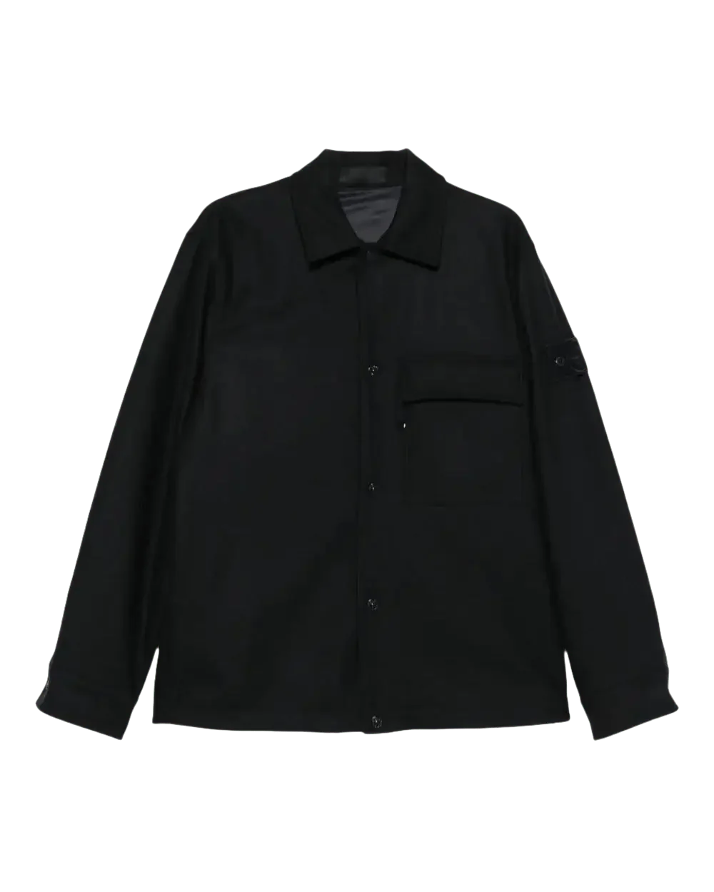 STONE ISLAND - T-shirt en Laine à Poche Poitrine Bleu Foncé